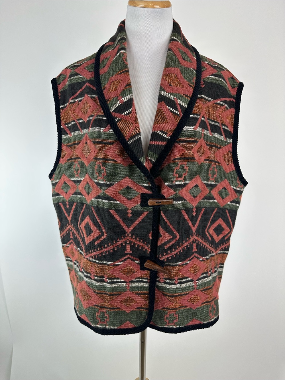 ASARO Collection Southwestern Aztec Woven Vest Size 1X